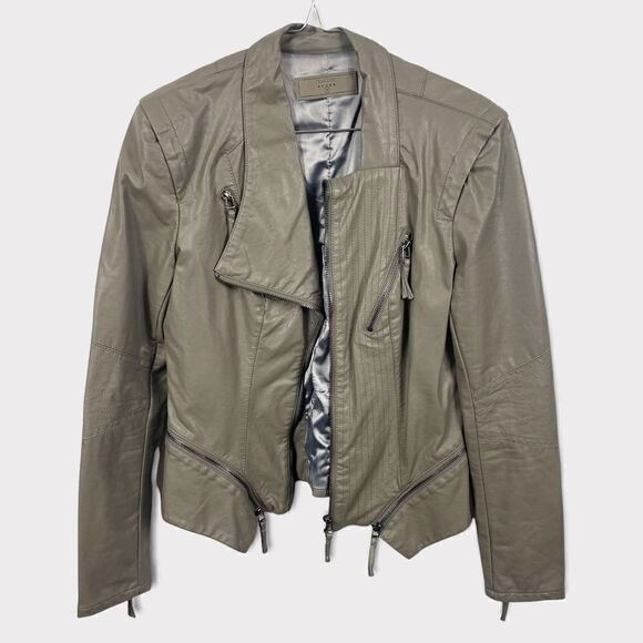 Blank NYC Faux Leather Grey Moto Jacket - Picture 1 of 6